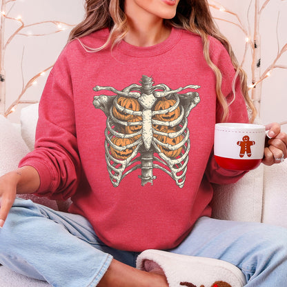 Halloween Skeleton, Pumpkins, Anatomy, Spooky Sweatshirt