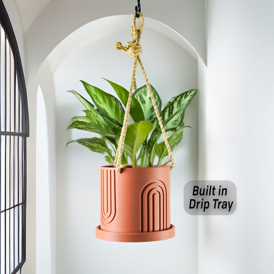 Indoor Hanging Planter for Indoor, 4 or 5 inch Hanging Plant Pot Unique Gift, 3D Printed Planter, Outdoor Patio Decor, Cottagecore Decor,BOW – Marble Planter