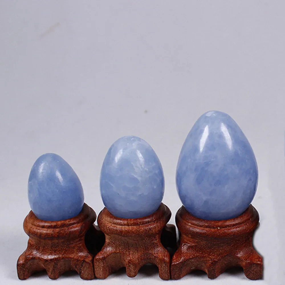 Blue Celestite Crystal Egg, with stand – Crystals