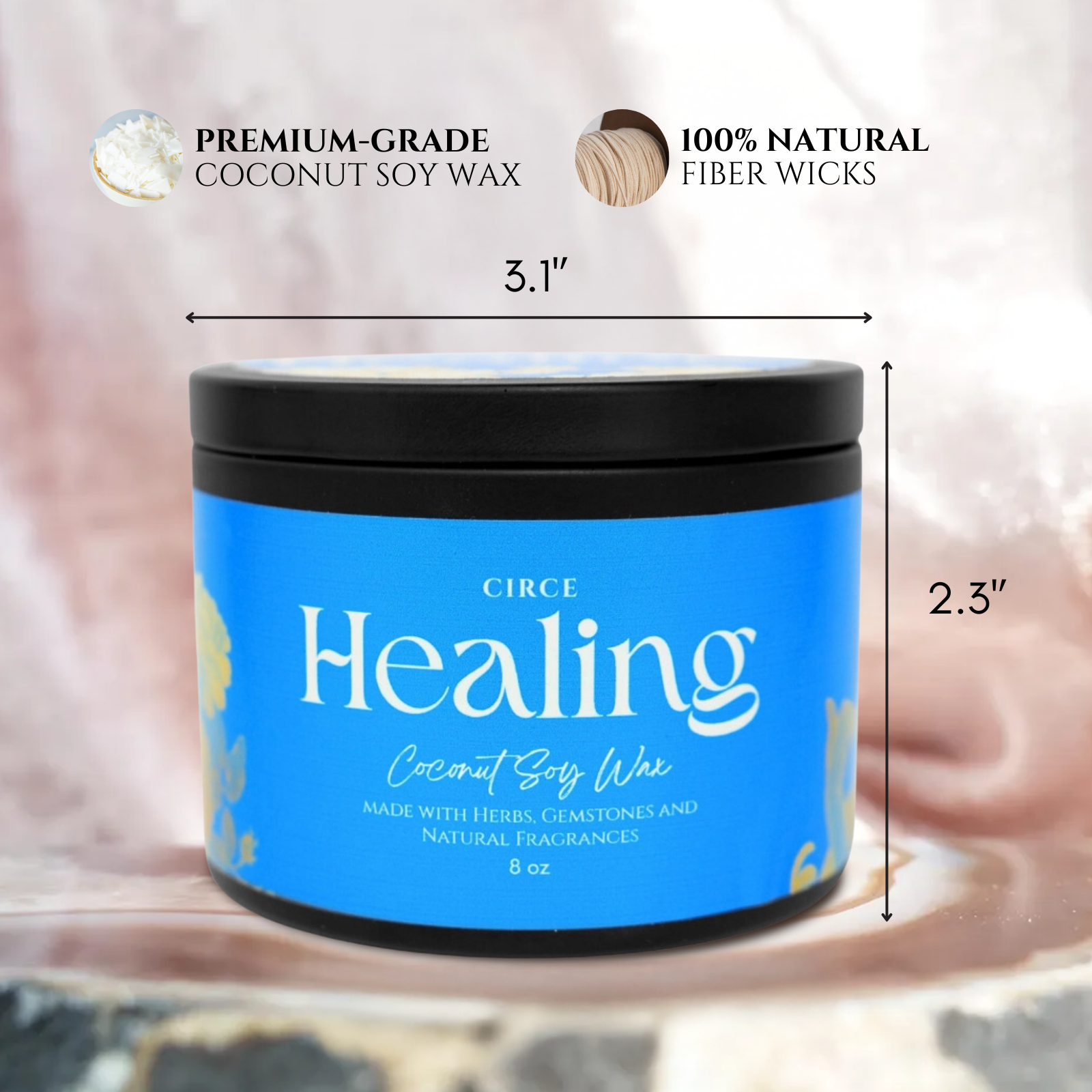 Healing Ritual Candle — 8‑oz Recovery & Wellness Candle –
