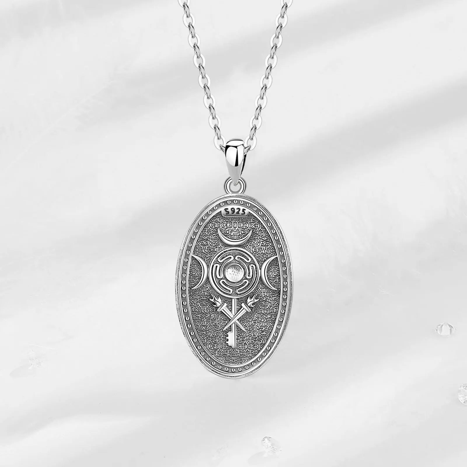 Triple Moon Goddess Sterling Silver Necklace – 925 sterling silver