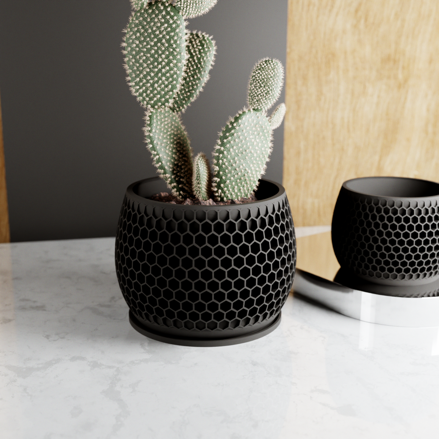 Honeycomb Planter – Black Planter