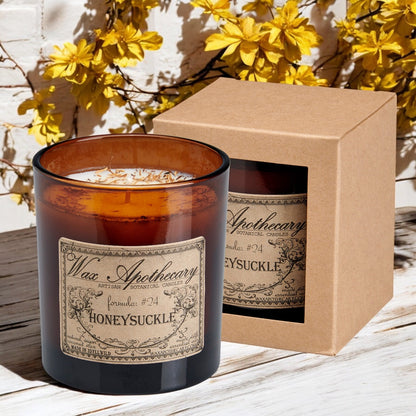 9 oz Honeysuckle Artisan Amber Glass Candle *Seasonal