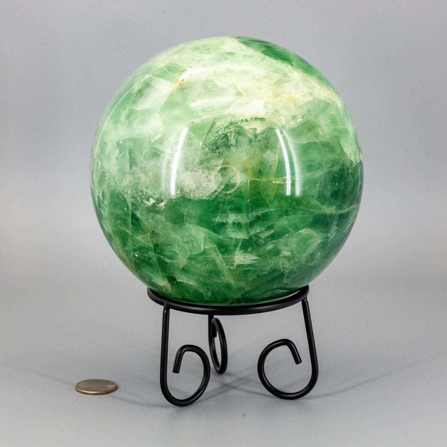 Huge Green Fluorite "Canon Ball" Sphere w/t Stand 153mm – Spheres
