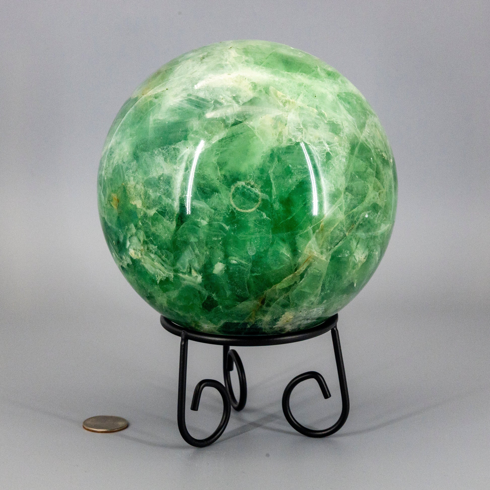 Huge Green Fluorite "Canon Ball" Sphere w/t Stand 153mm – Spheres