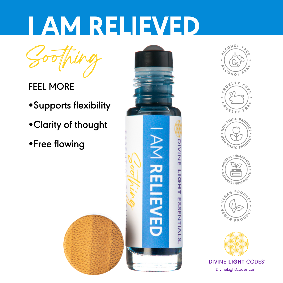 I Am Relieved Essential Oil Elixir - Soothing - Aromatherapy Roller Bottle