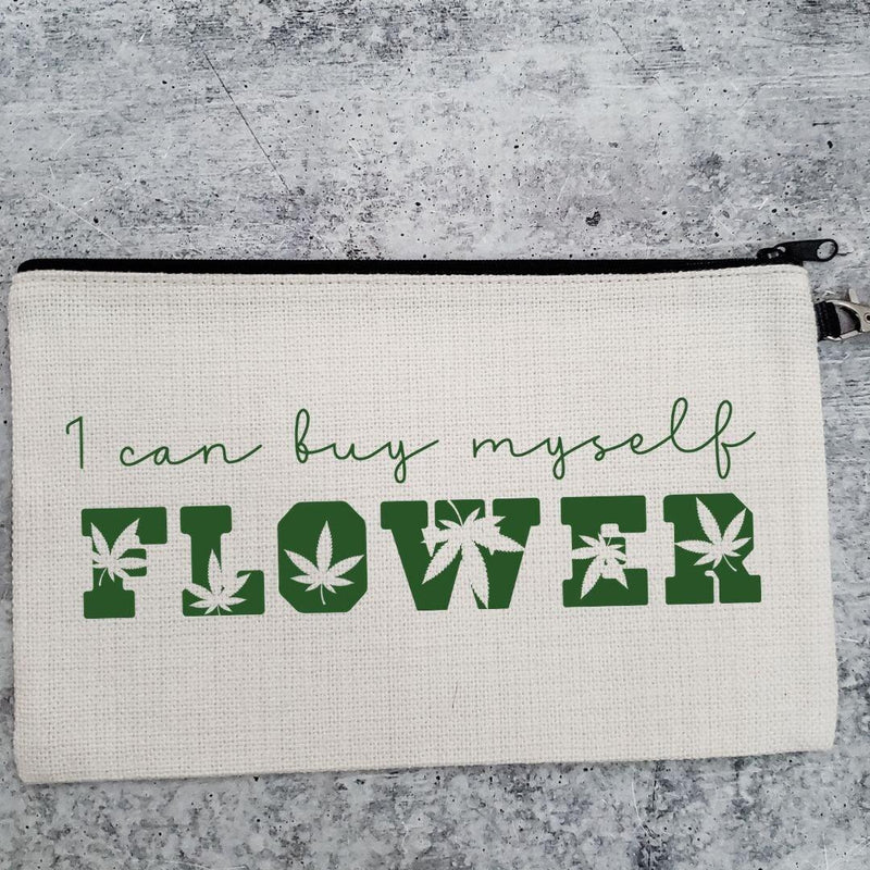 I Can Buy Myself Flower Wristlet - Cannabis Pouch – Cosmetic & Toiletry Bags