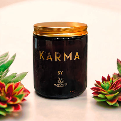 KARMA CANDLE - HIDDEN CRYSTALS INSIDE! Organic Soy 8oz, Insanely long lasting!
