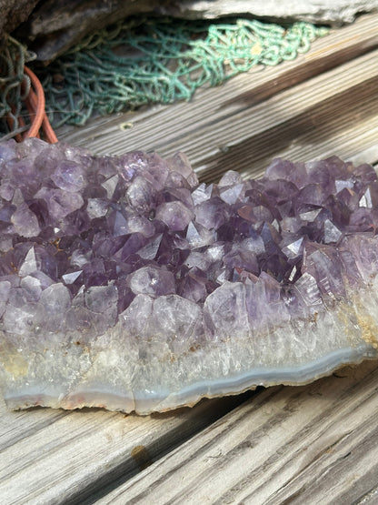 Natural Amethyst Cluster Crystal Specimen-Raw Purple Quartz Geode (7.9x4.7x2.3) – rocks and fossils
