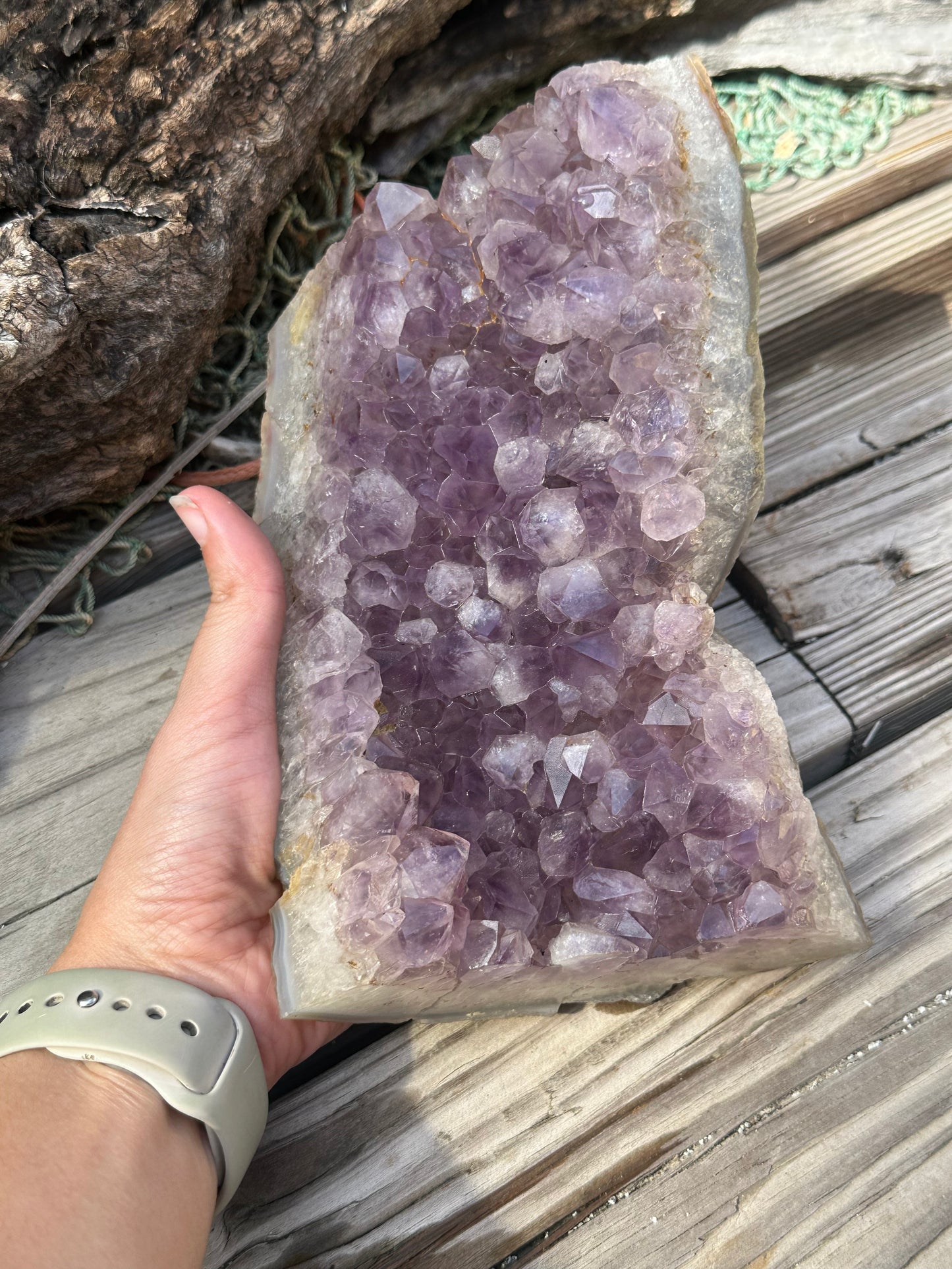 Natural Amethyst Cluster Crystal Specimen-Raw Purple Quartz Geode (7.9x4.7x2.3) – rocks and fossils