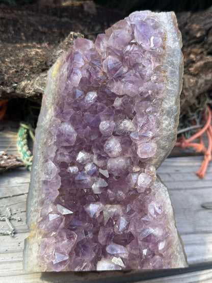 Natural Amethyst Cluster Crystal Specimen-Raw Purple Quartz Geode (7.9x4.7x2.3) – rocks and fossils