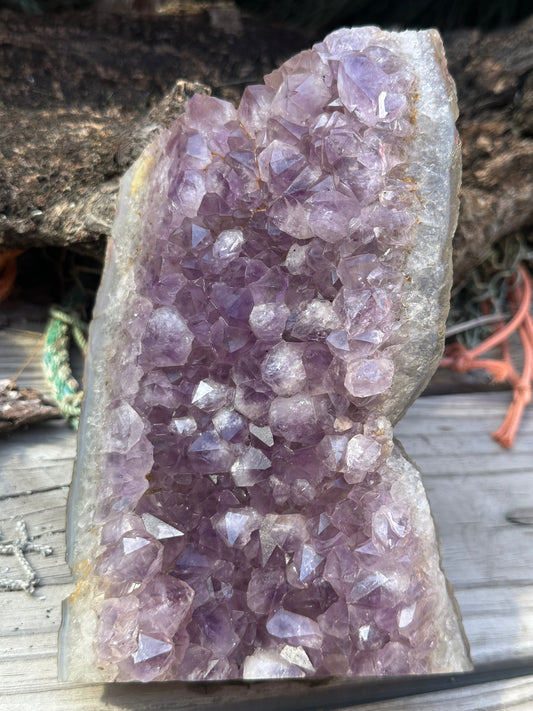 Natural Amethyst Cluster Crystal Specimen-Raw Purple Quartz Geode (7.9x4.7x2.3) – rocks and fossils