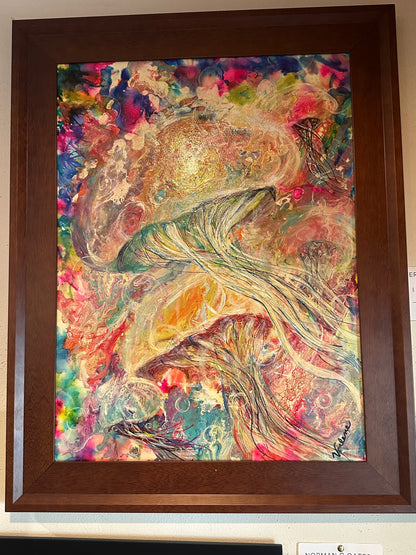 Verlene Beckwith – “I Spy Jellyfish” Acrylic Pour Painting –