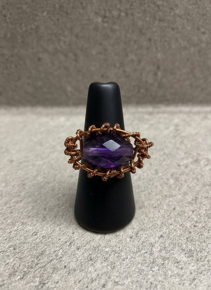 Custom copper wire wrapped eye ring design # 1