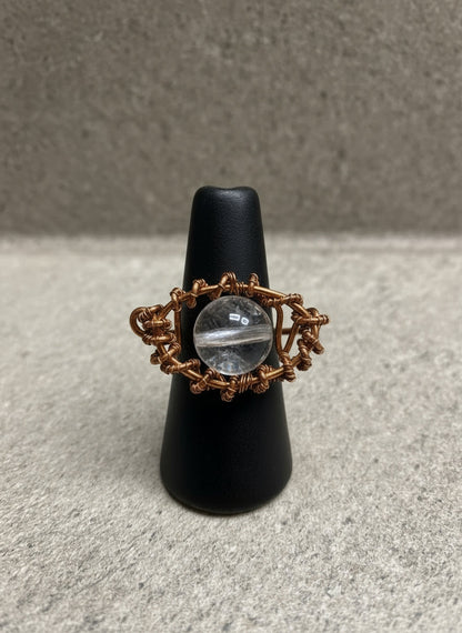 Custom copper wire wrapped eye ring design # 1