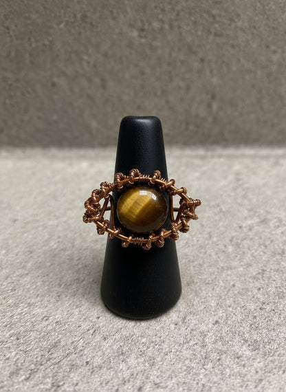 Custom copper wire wrapped eye ring design # 1