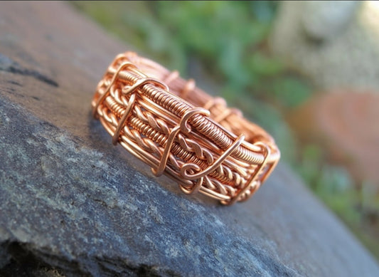 Pure Custom Copper Wire Wrapped Ring Band –