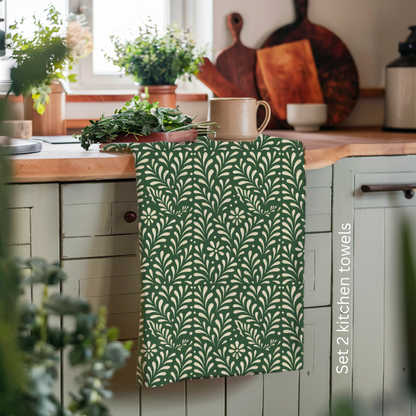 Green Mexican Kitchen Towel – Modern Floral Cotton Tea Towel – Flour Sack Dish Towel for Mexican  Aesthetic Kitchen Decor
