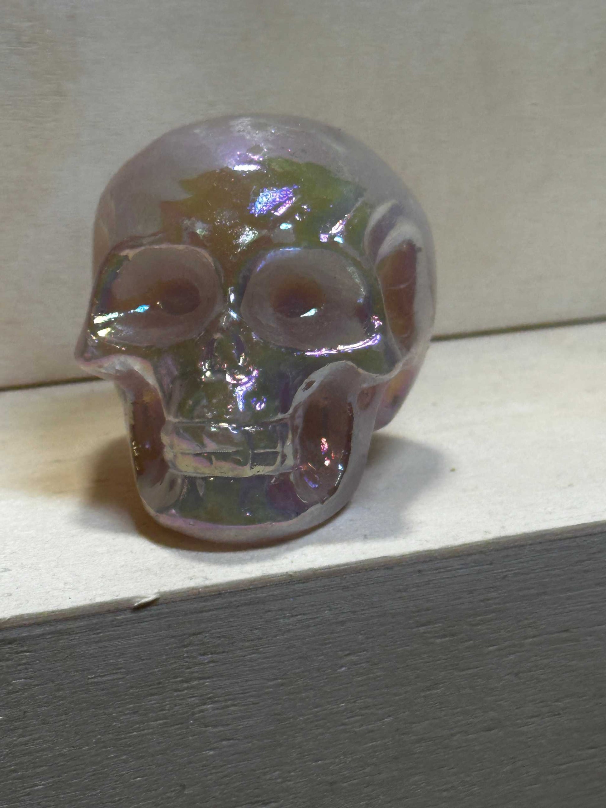 2" Skull – Aura Rose Quartz Skull
