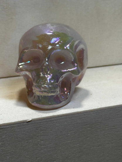 2" Skull – Aura Rose Quartz Skull