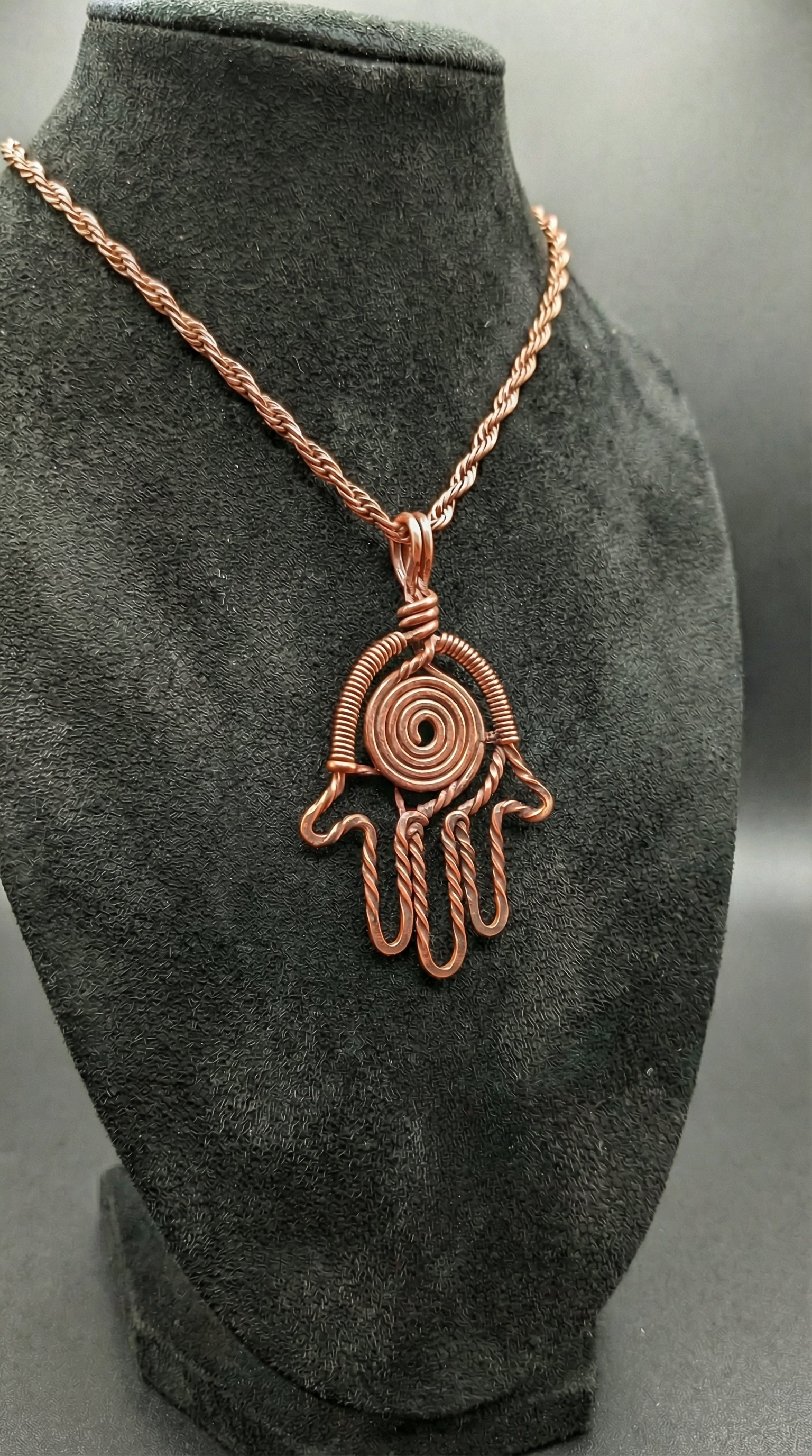 Custom Pure Copper Wire Wrapped Hamsa Necklace –