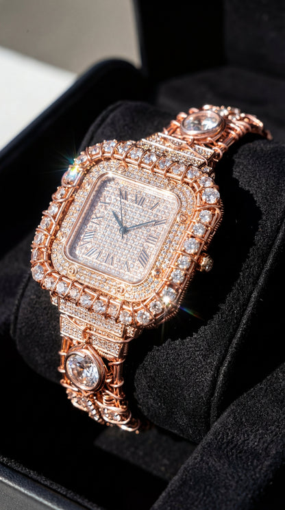 Custom Wire Wrapped pure copper and rose gold moissanite diamond watch￼ –