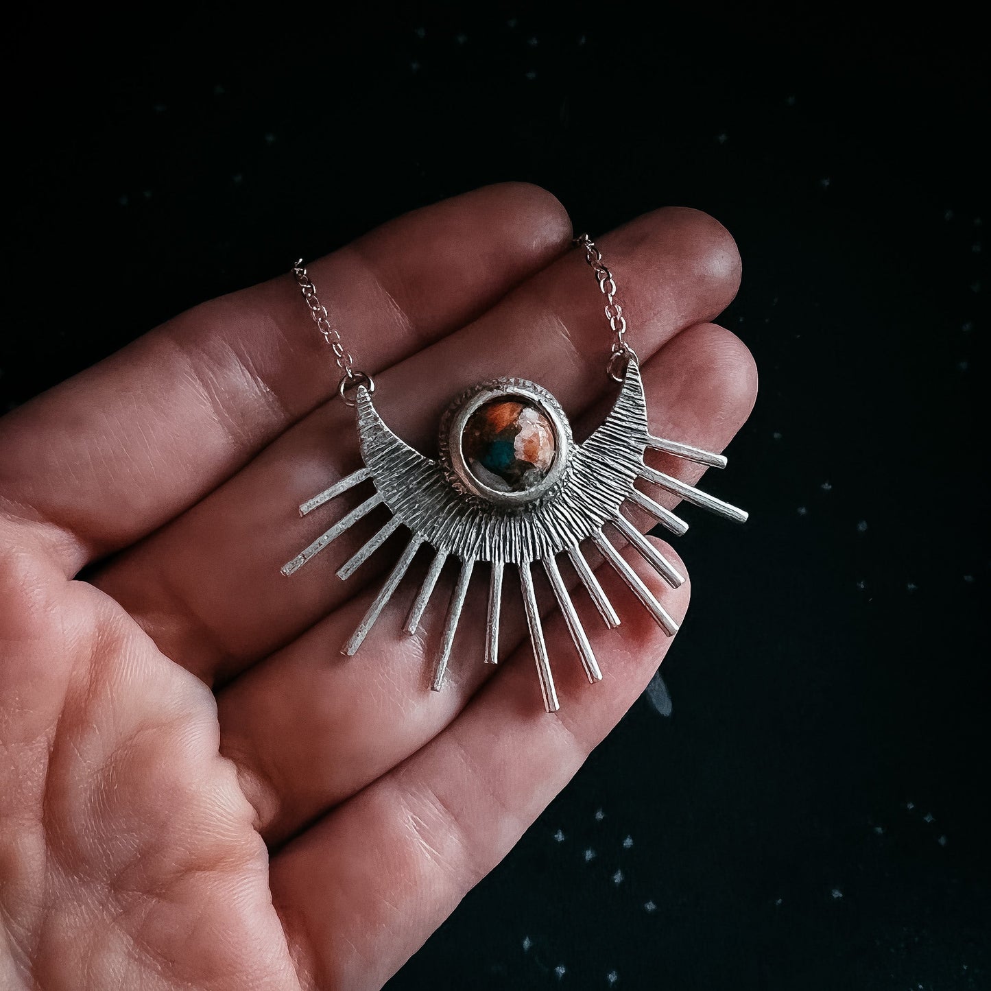 Turquoise Sun Necklace - Boho Sun Goddess Pendant – Necklace