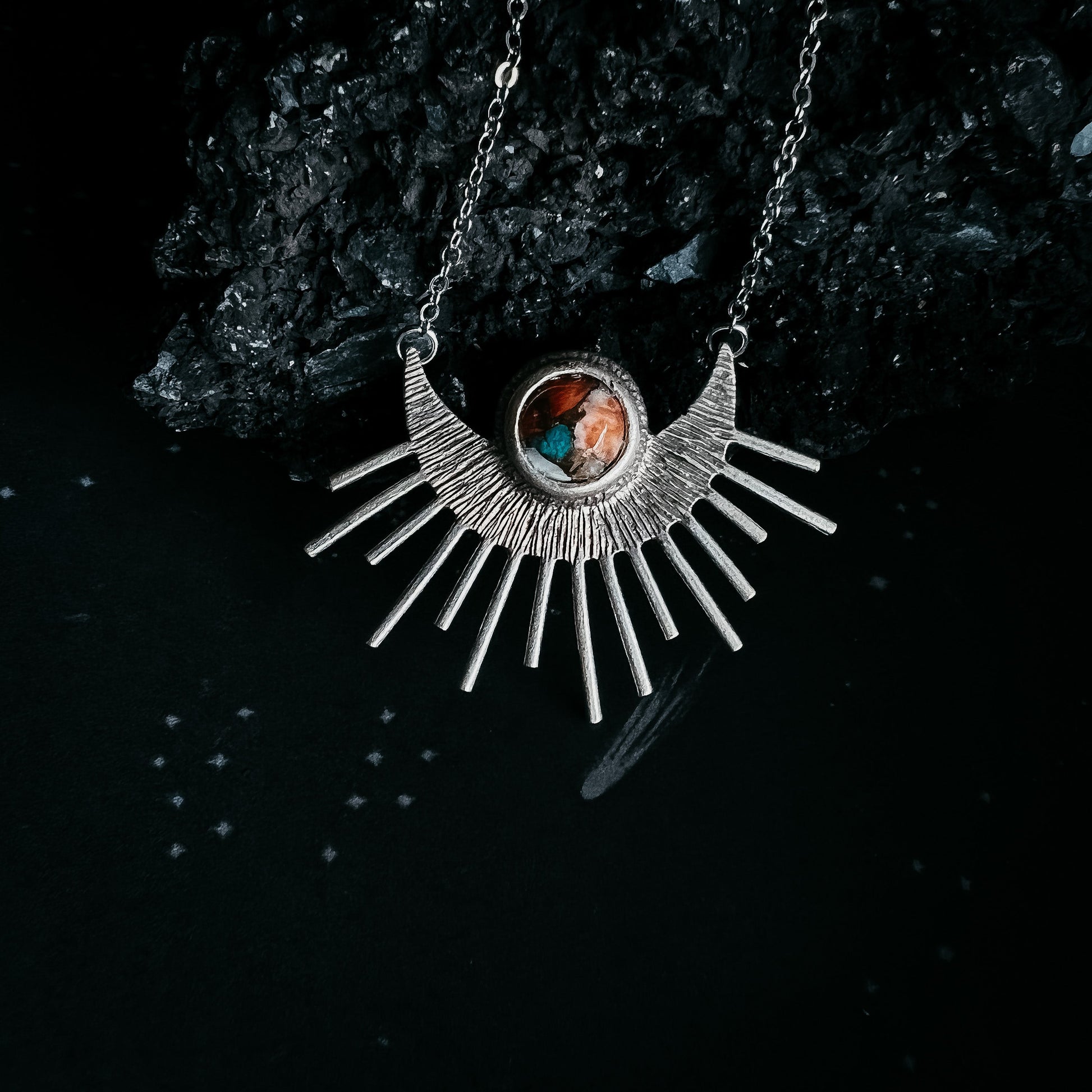 Turquoise Sun Necklace - Boho Sun Goddess Pendant – Necklace