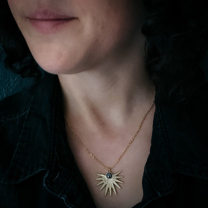 Dark Before the Dawn Sunburst Necklace with Copper Lapis Lazuli – Necklace