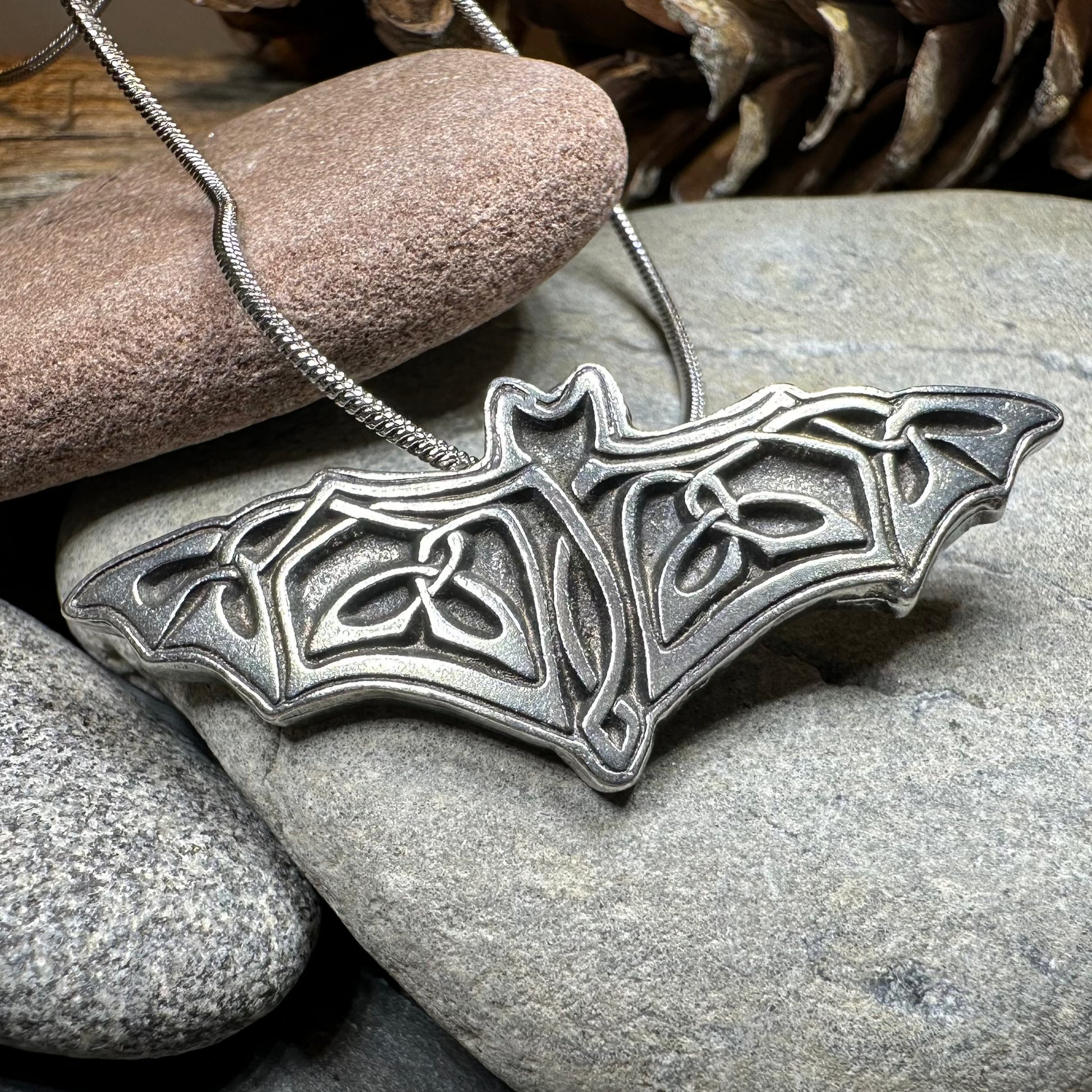 Celtic Bat Pewter Necklace – Pendant