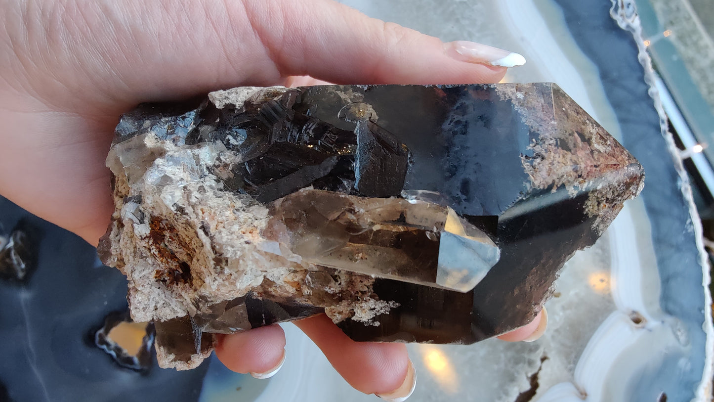 Lodalite Included Smoky Quartz Point from Brazil – Minerals