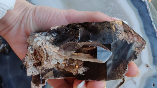 Lodalite Included Smoky Quartz Point from Brazil – Minerals