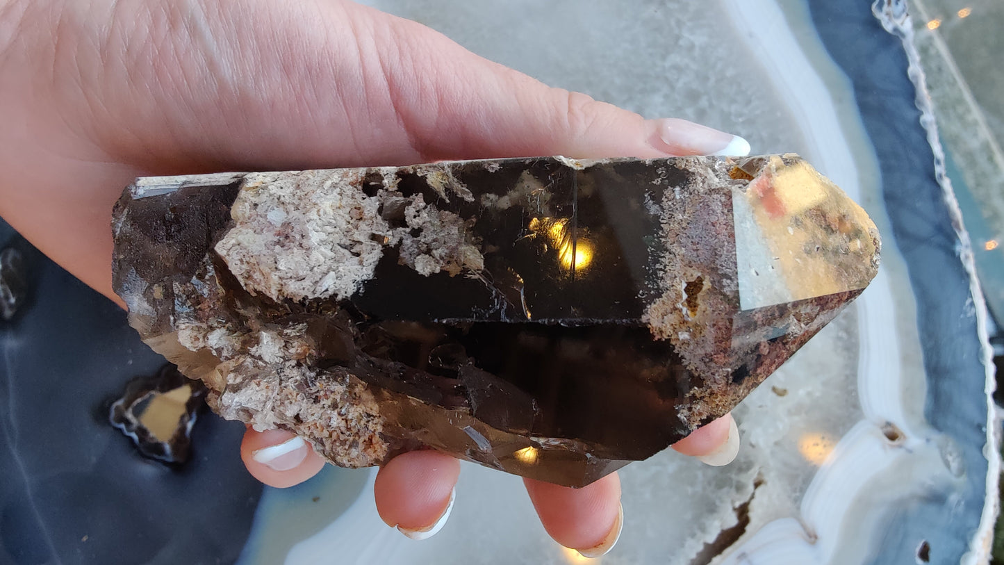 Lodalite Included Smoky Quartz Point from Brazil – Minerals