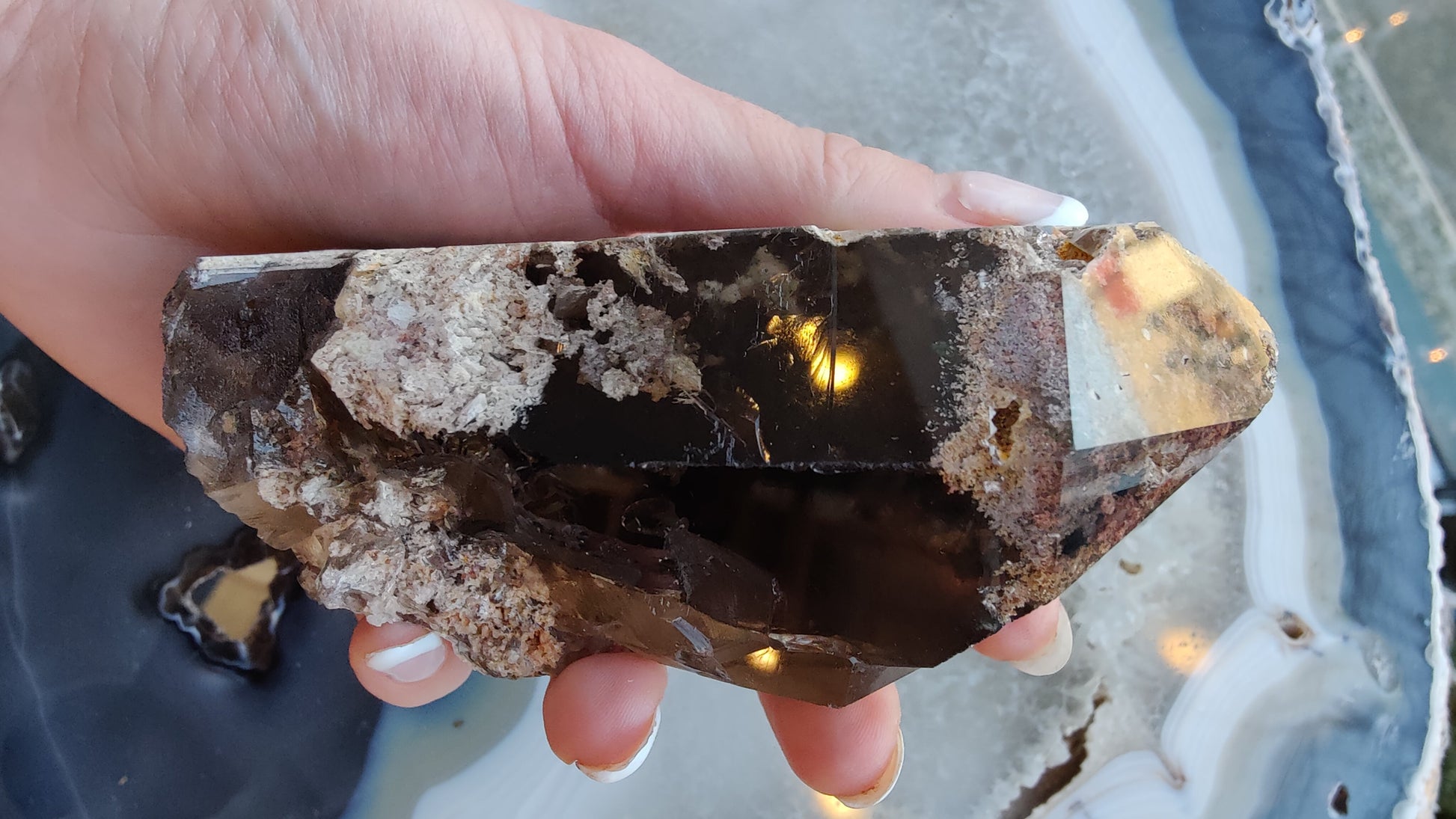 Lodalite Included Smoky Quartz Point from Brazil – Minerals