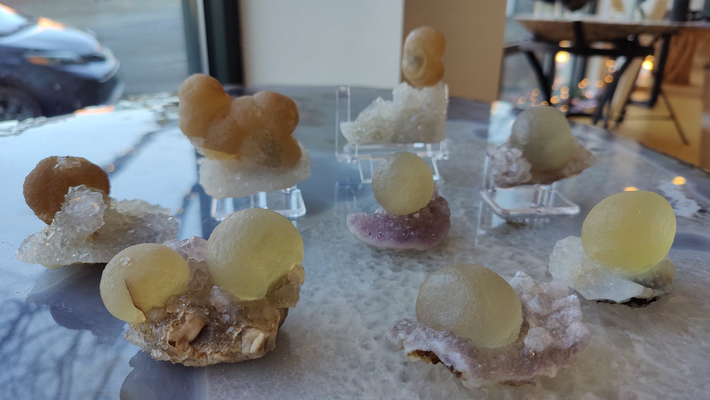 Fluorite Ball on Quartz Matrix from India – Minerals