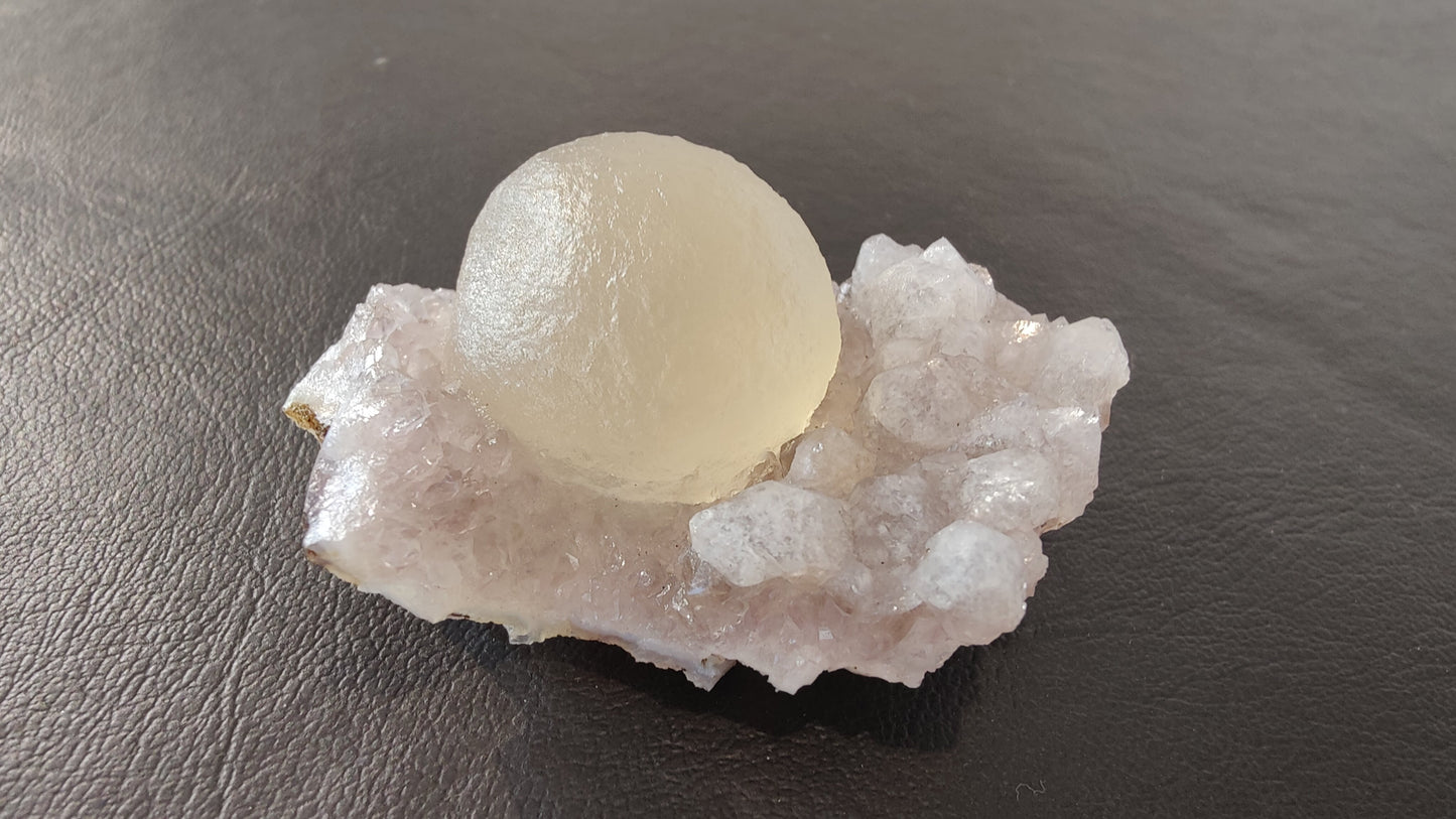 Fluorite Ball on Quartz Matrix from India – Form 3 Minerals