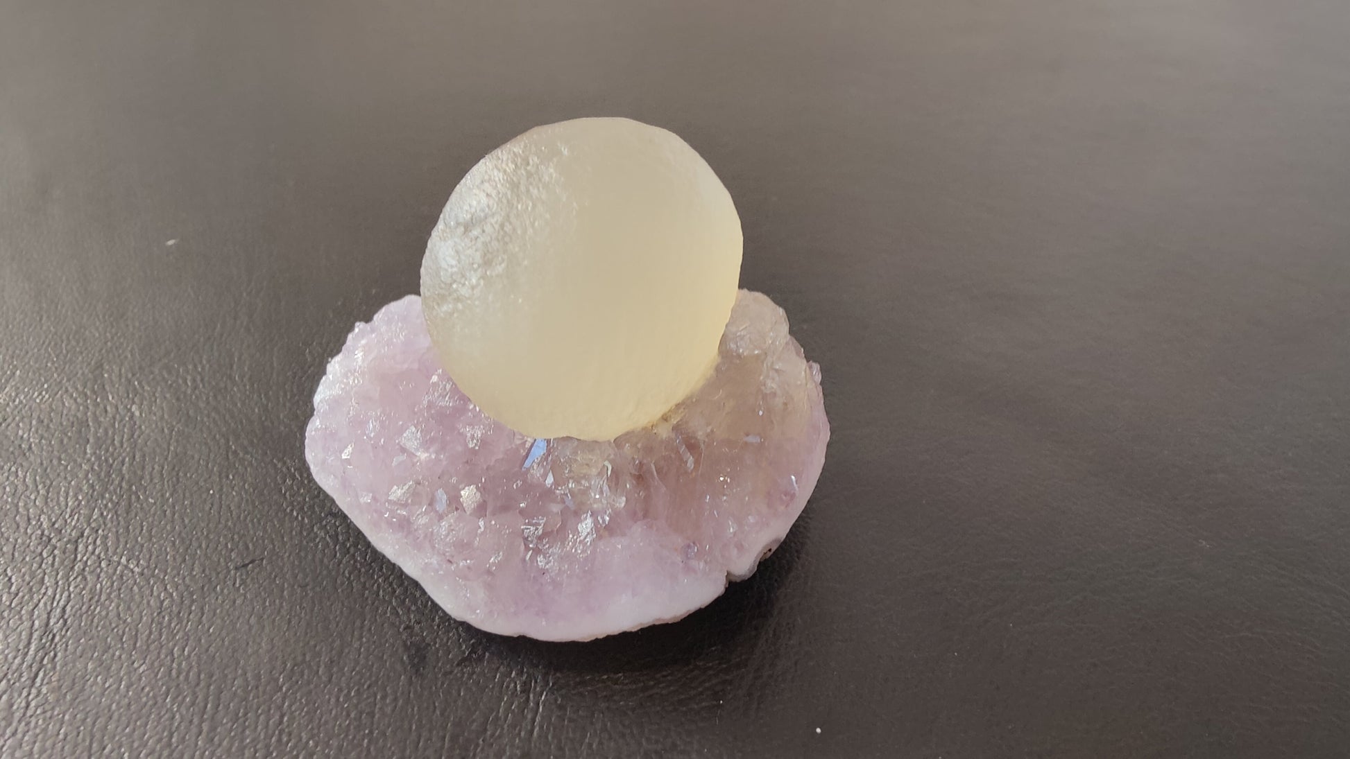 Fluorite Ball on Quartz Matrix from India – Form 1 Minerals