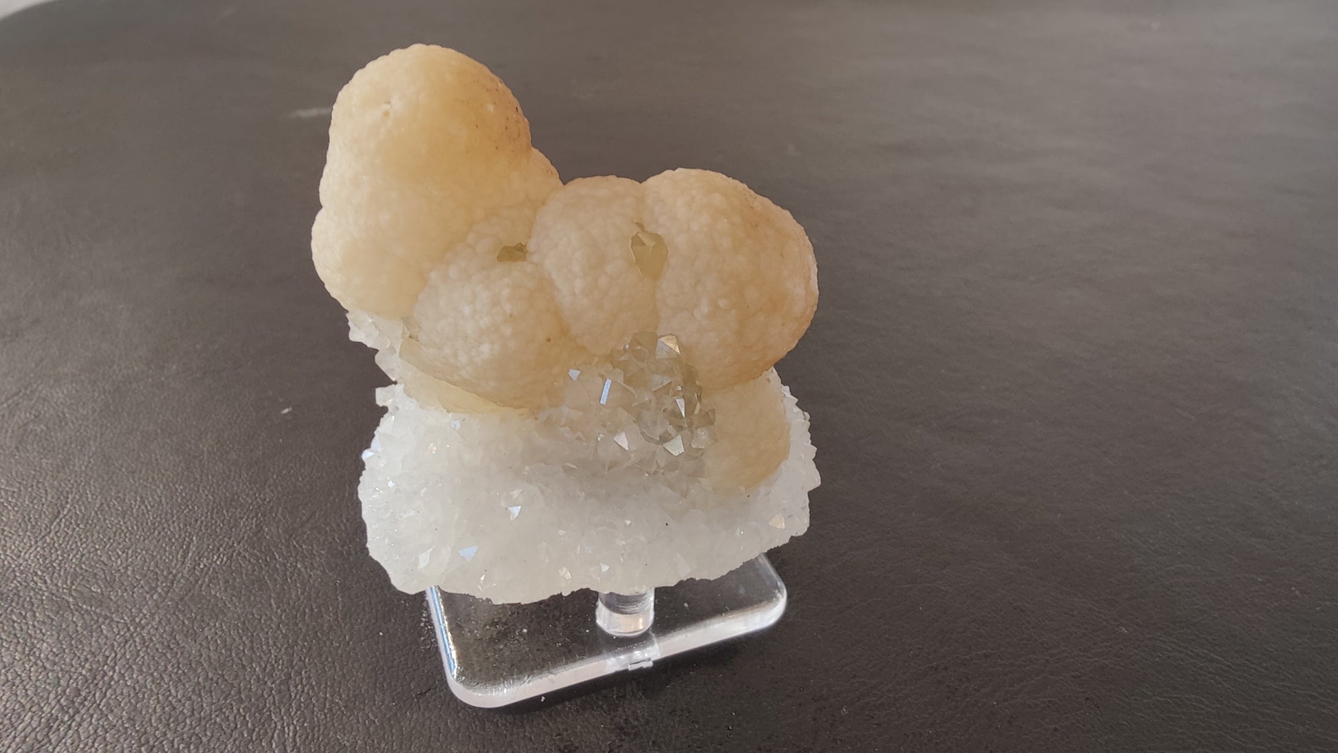 Fluorite Ball on Quartz Matrix from India – Form 7 Minerals