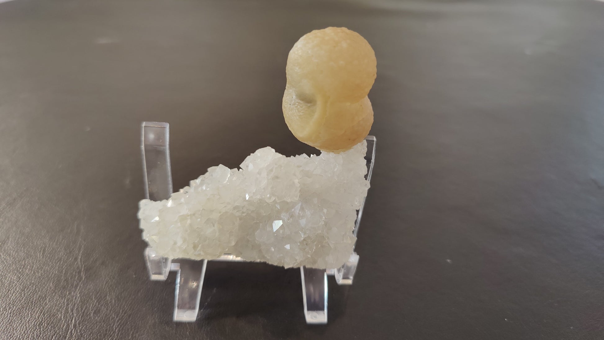 Fluorite Ball on Quartz Matrix from India – Form 6 Minerals