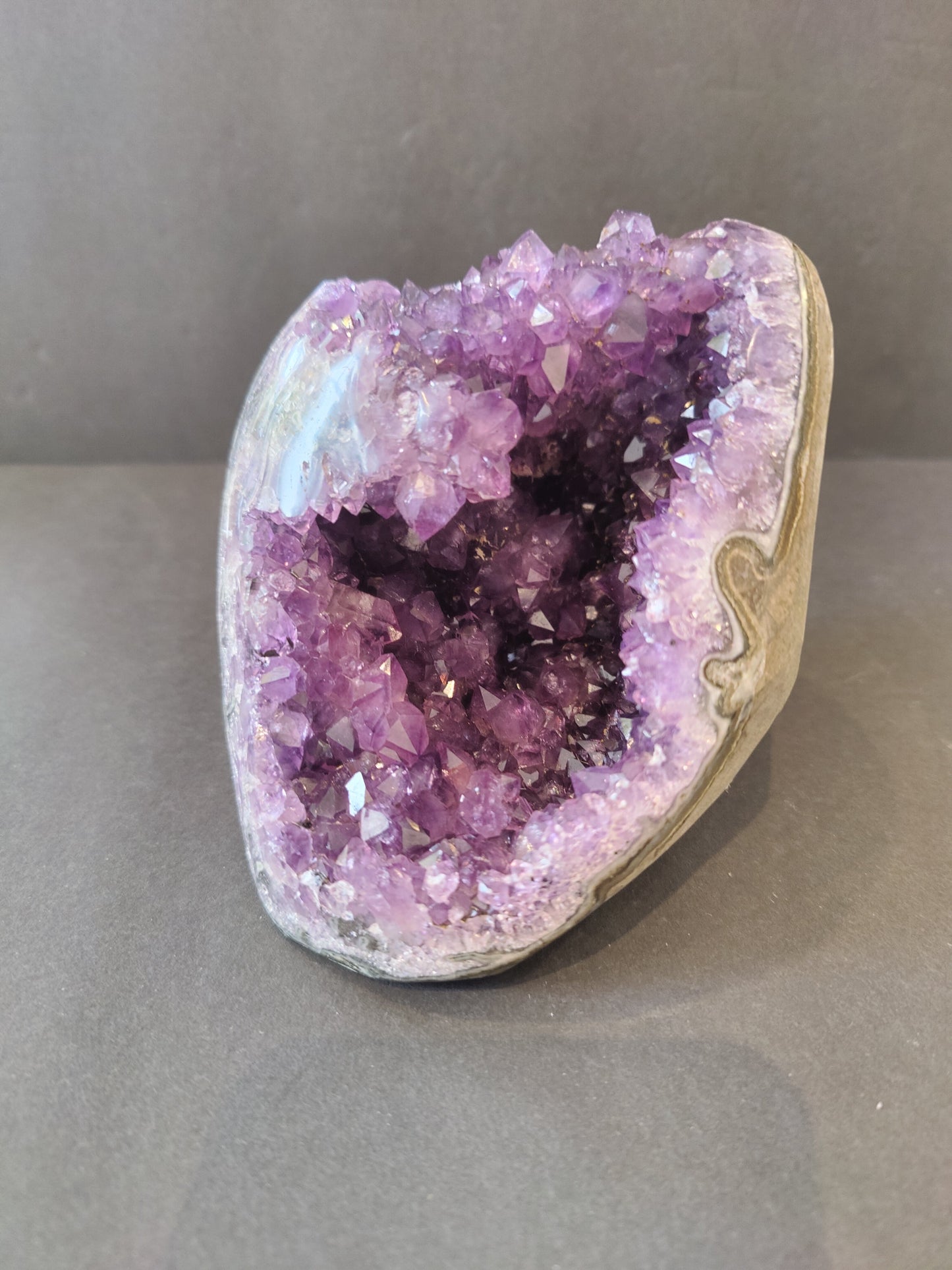 Amethyst Geode with Stalactite Formation Sculpture