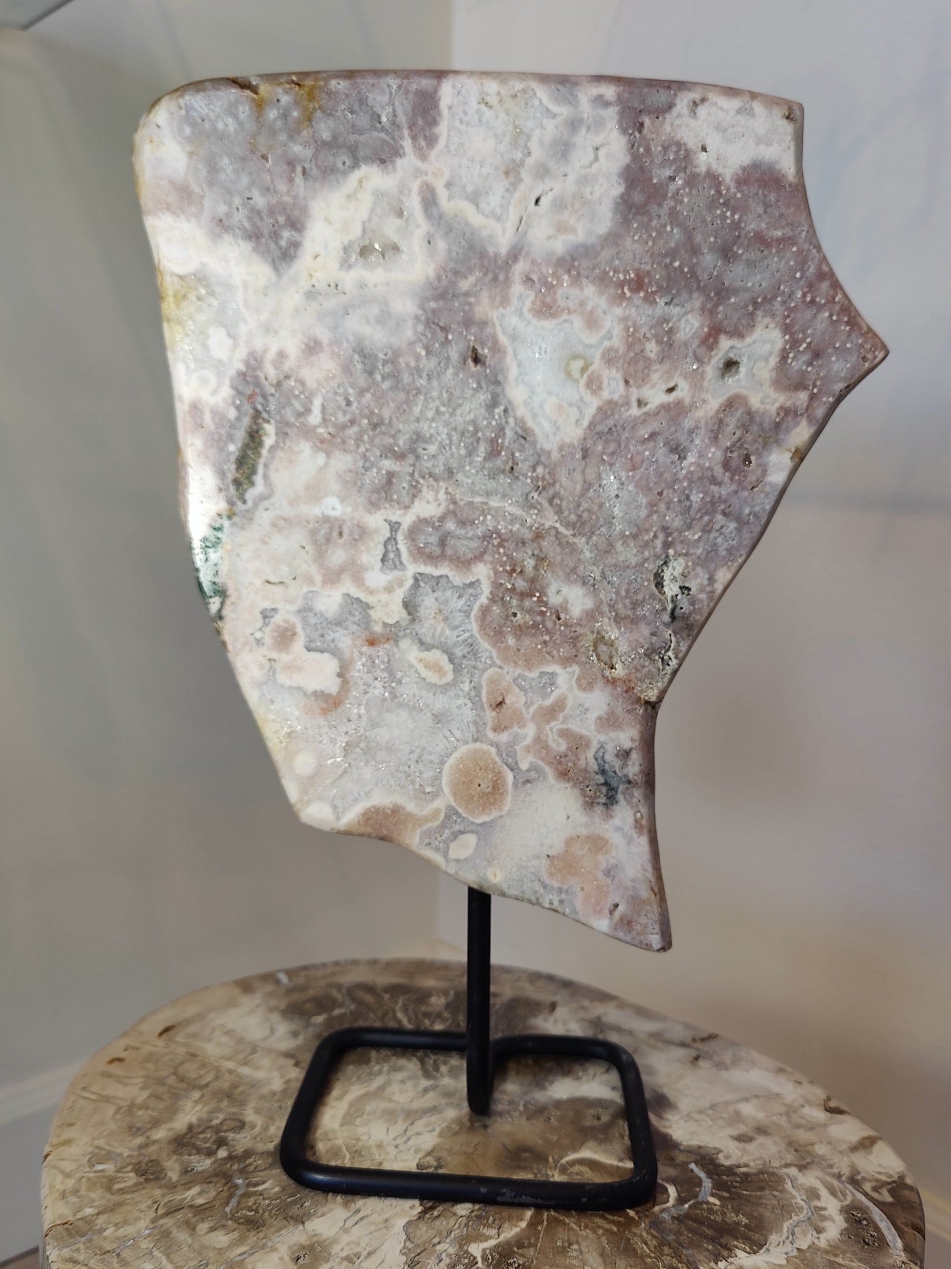 Pink Amethyst Polished Slab Sculpture on Metal Display Stand 3.16kg – Lapidary