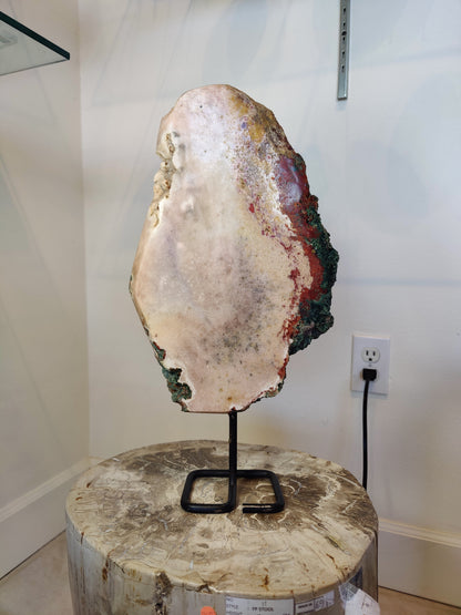Pink Amethyst Polished Slab Sculpture on Metal Display Stand 3.11kg – Lapidary
