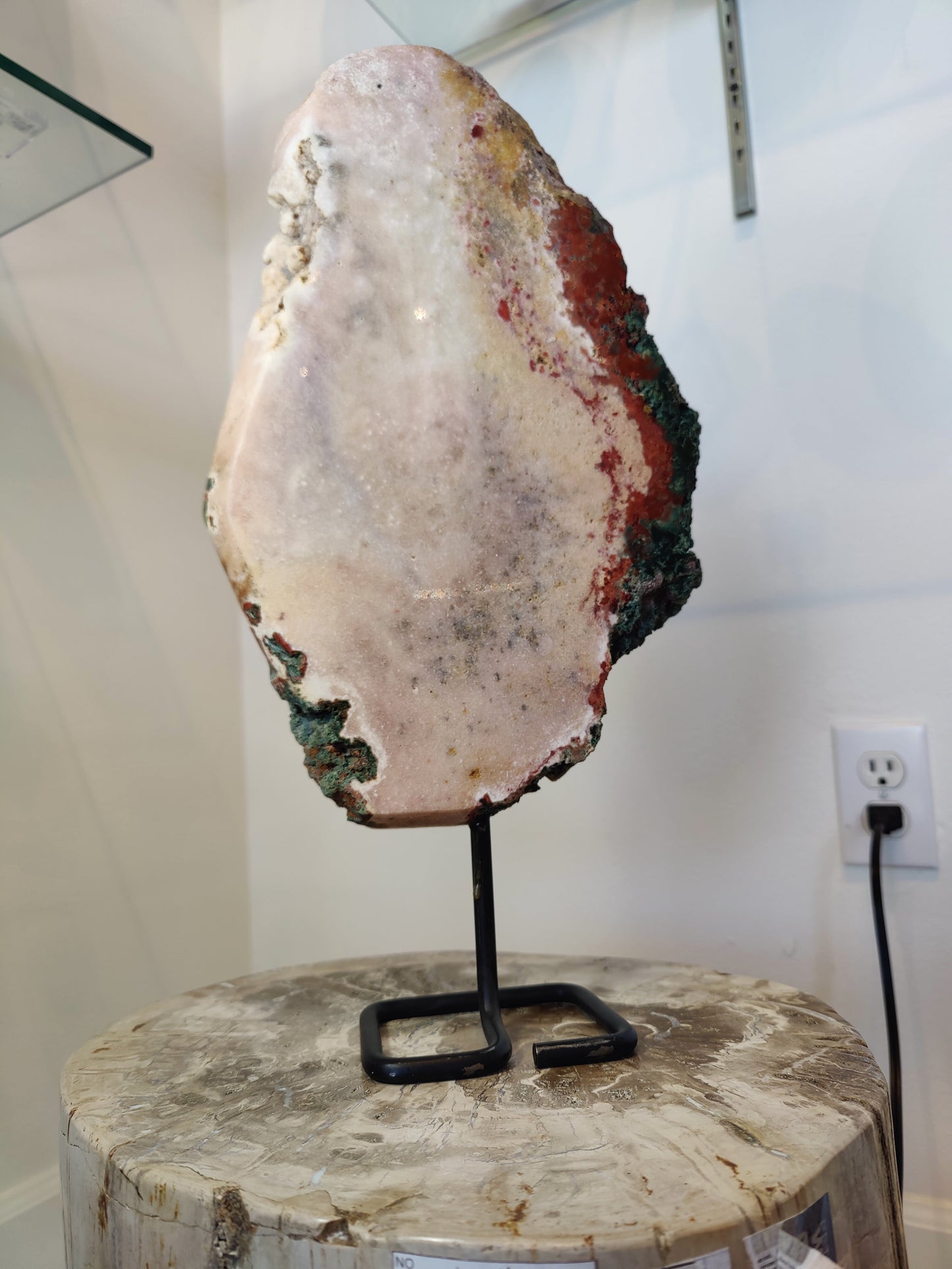 Pink Amethyst Polished Slab Sculpture on Metal Display Stand 3.11kg – Lapidary