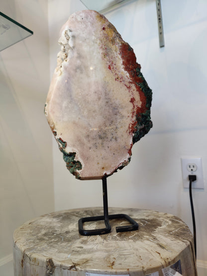 Pink Amethyst Polished Slab Sculpture on Metal Display Stand 3.11kg – Lapidary