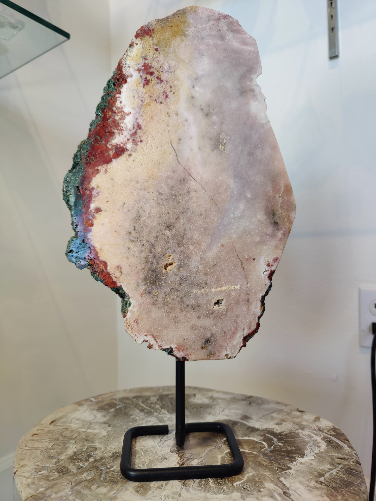 Pink Amethyst Polished Slab Sculpture on Metal Display Stand 3.11kg – Lapidary