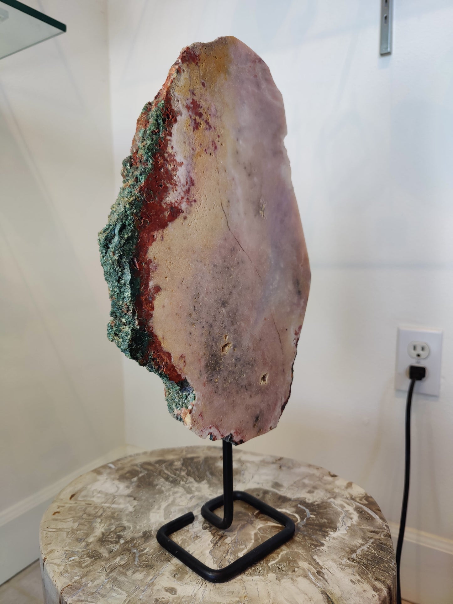 Pink Amethyst Polished Slab Sculpture on Metal Display Stand 3.11kg – Lapidary