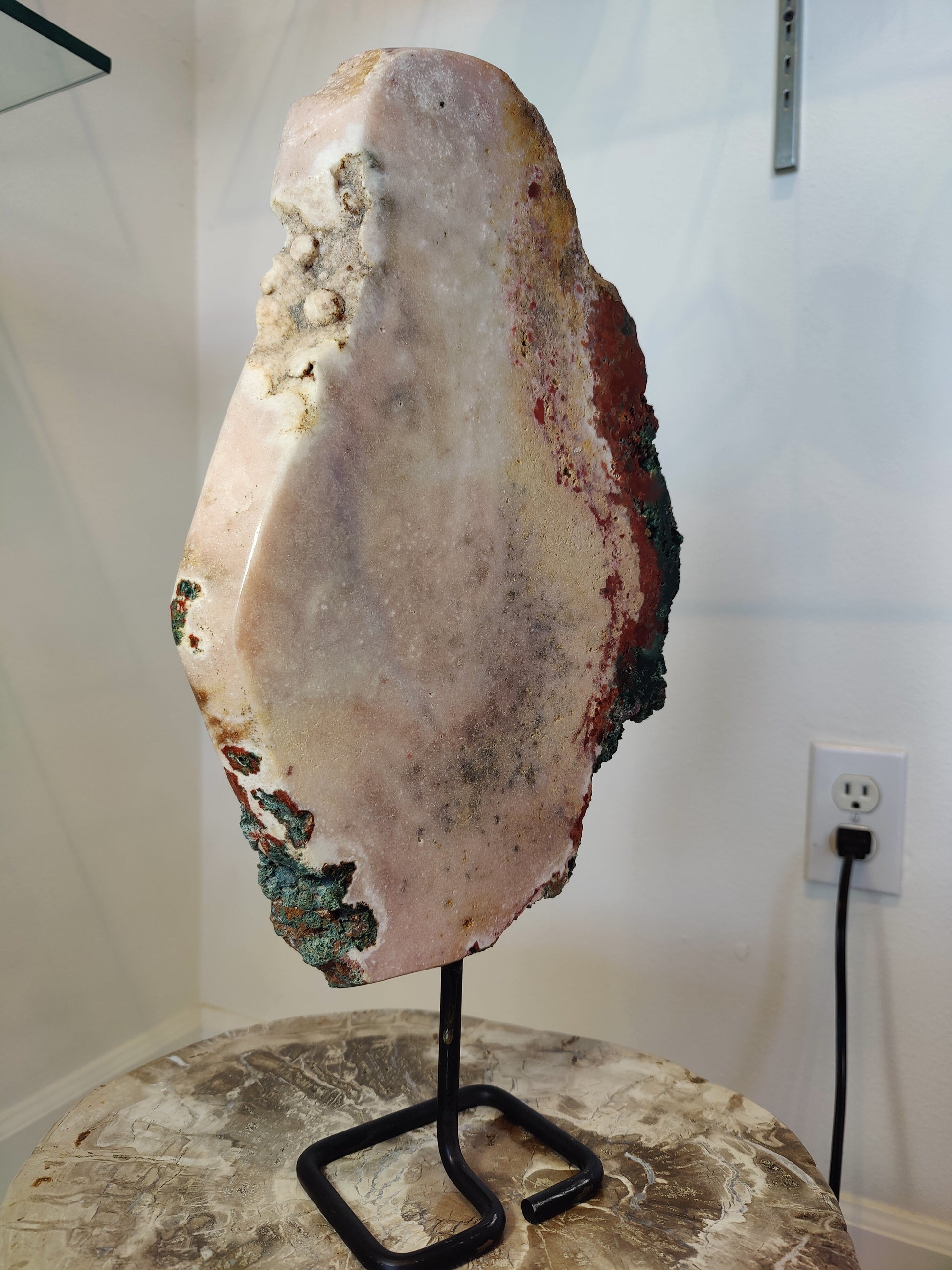 Pink Amethyst Polished Slab Sculpture on Metal Display Stand 3.11kg – Lapidary