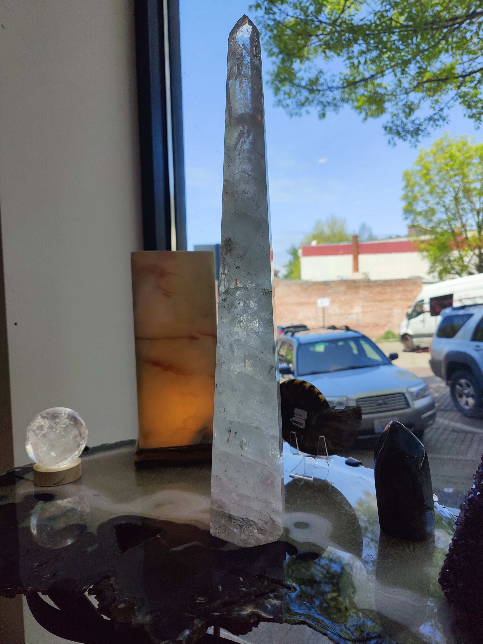 Clear Quartz Polished Obelisk Sculpture 3.35kg 20.5" – Lapidary