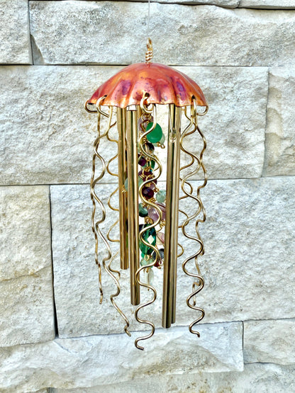 Jellyfish Wind Chime – Teal and Purple Red Gold