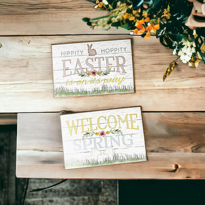 Easter Spring Wooden Block Signs - Farmhouse Tiered Tray Decor – wooden block sign
